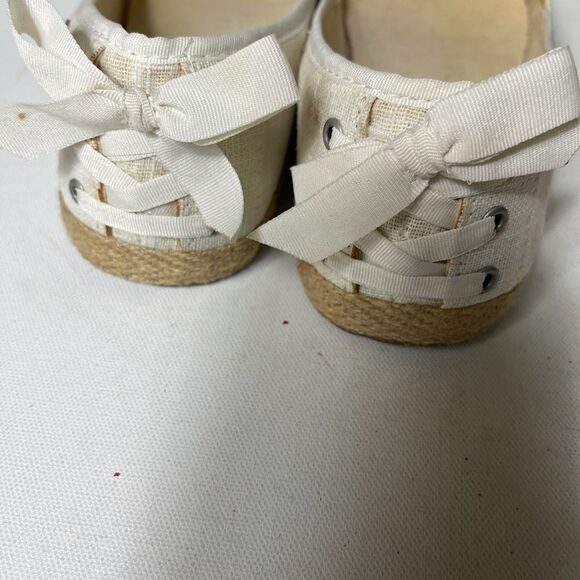 UGG Ivory linen ballet espadrilles flats round toe with lace ribbons bow… - Picture 3 of 12